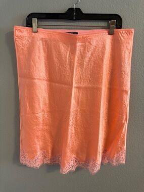 NWT JCREW Bright Peach Lace-Trim Slip Skirt
